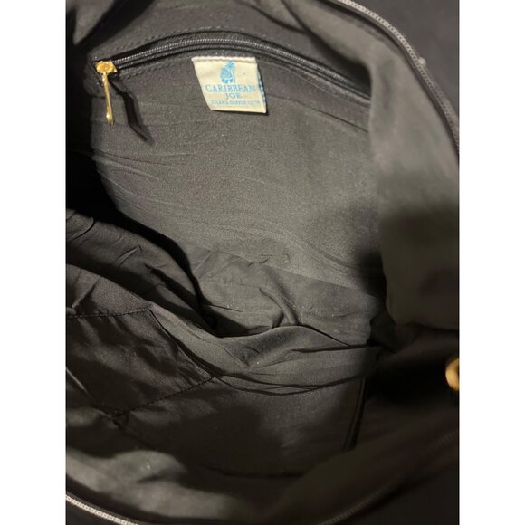 Caribbean Joe Black Gold Flamingo Tote Shoulder Beach Bag Vacation Zip Top - Picture 7 of 7